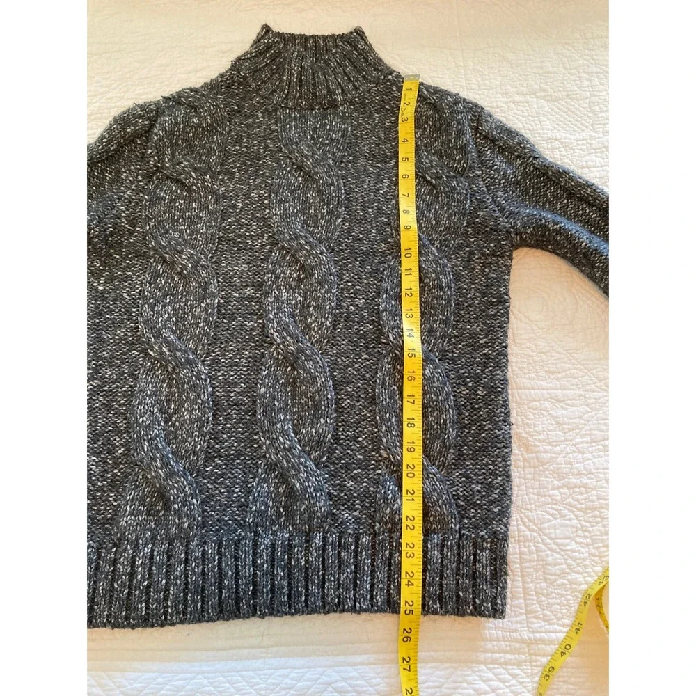 Banana Republic Charcoal Grey Marled Cable Knit Mock Neck Sweater Yak Hair Small